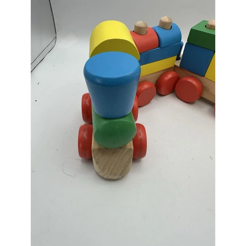 Melissa and Doug Wood Train - 18 Colorful Pieces  - Stacking Toy